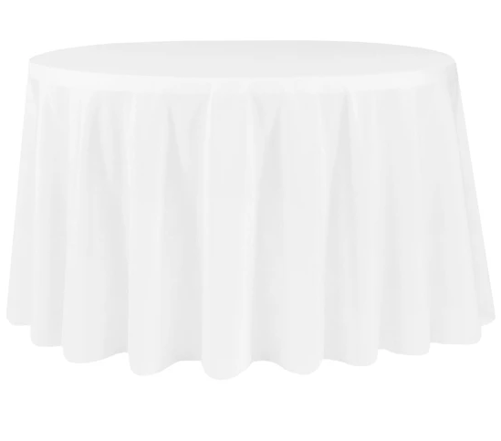 French Affair Hire White Round Tablecloth (300cm)