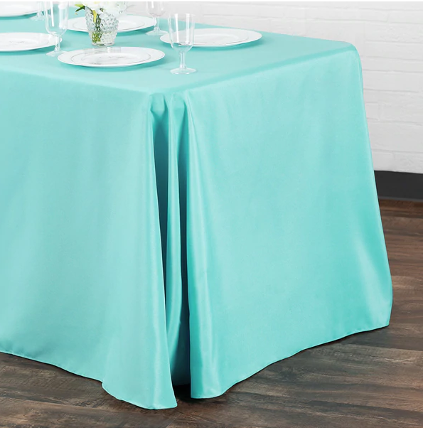 French Affair Hire Full Length Polyester Tablecloth - Tiffany Blue