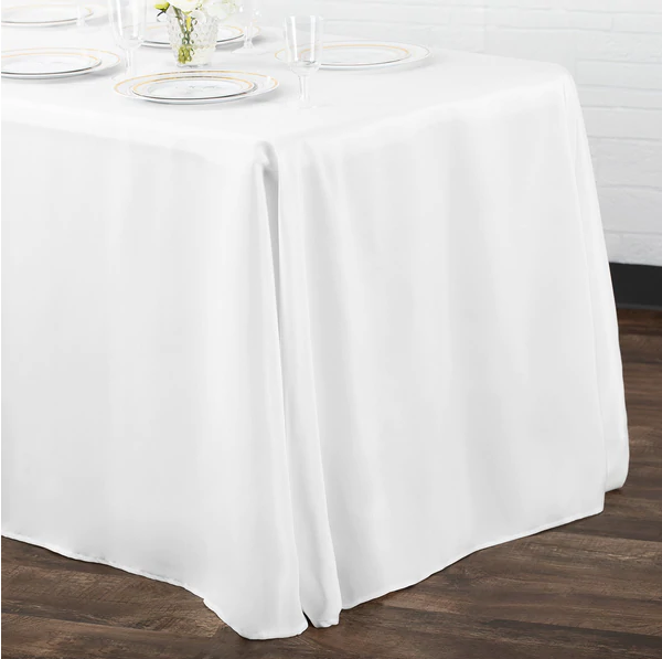 French Affir Hire Full LenghtPolyester Tablecloth - White